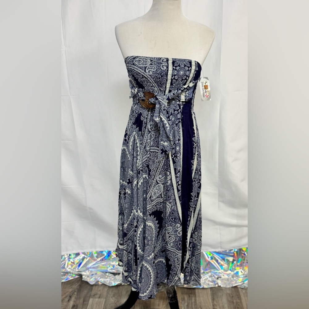 India Boutique Strapless Maxi Dress Boho Paisley NWT Thailand Resort Y2K‎